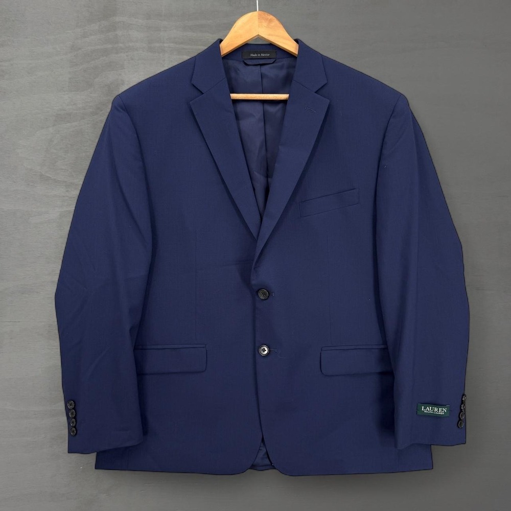 NEW Lauren Ralph Lauren Blazer Navy Blue Two Button Suit Jacket 44R